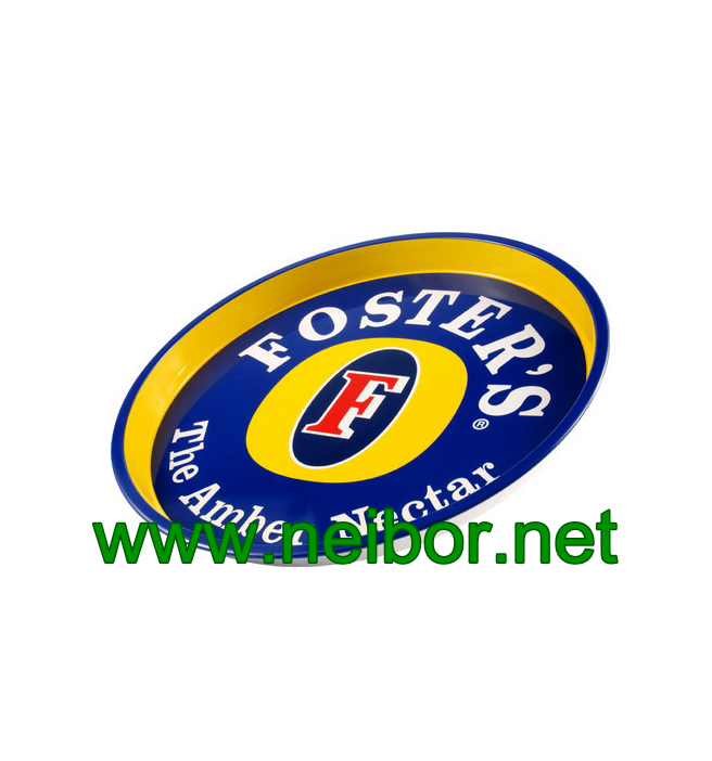 Bar use or beer promotional use large round metal tin serving tray