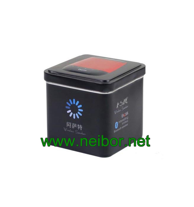 Black Color Square Metal Tin Watch Case Watch Display Box with Window Foam