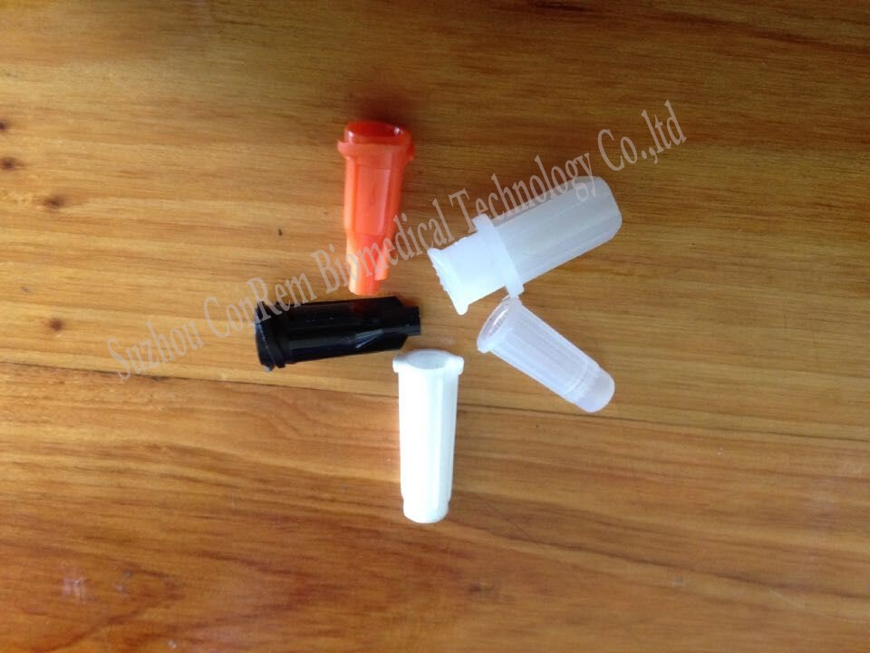 Medical use disposable plastic syringe caps