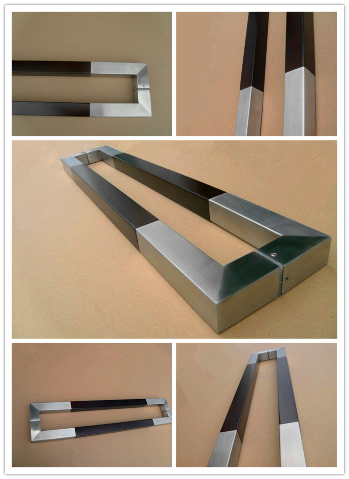 European style stainless steel door handle with wood finish