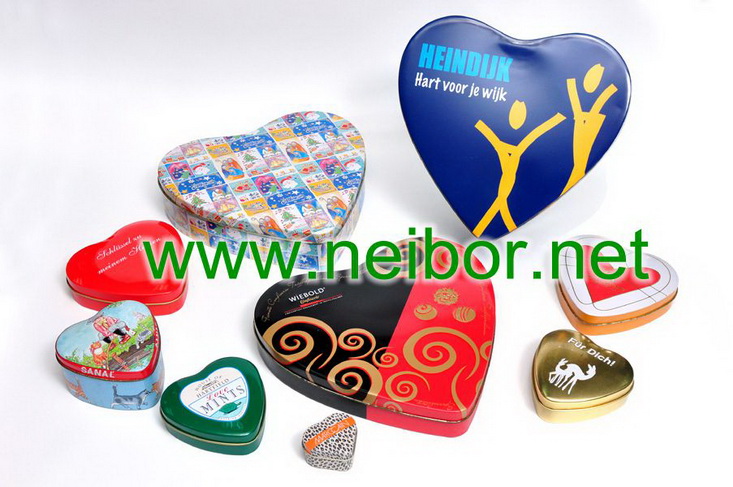 heart shape flower roses design chocolate tin box for Valentins Day