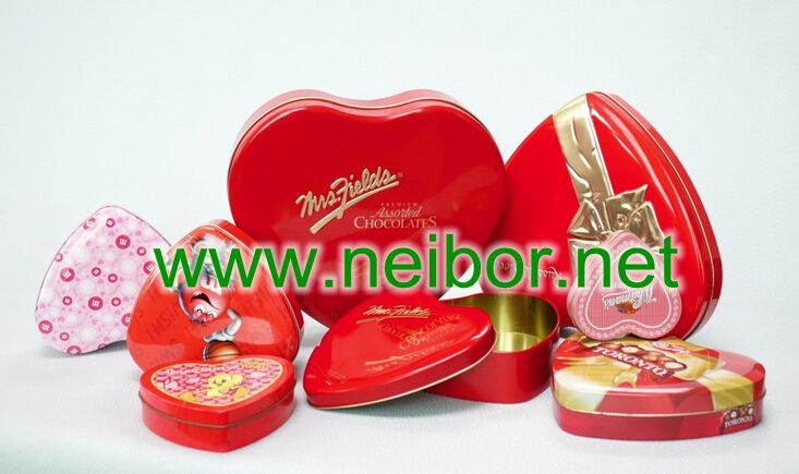heart shape flower roses design chocolate tin box for Valentins Day