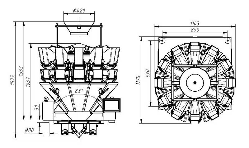 computer combination weigher and packaging machine for candy gummy for food industry