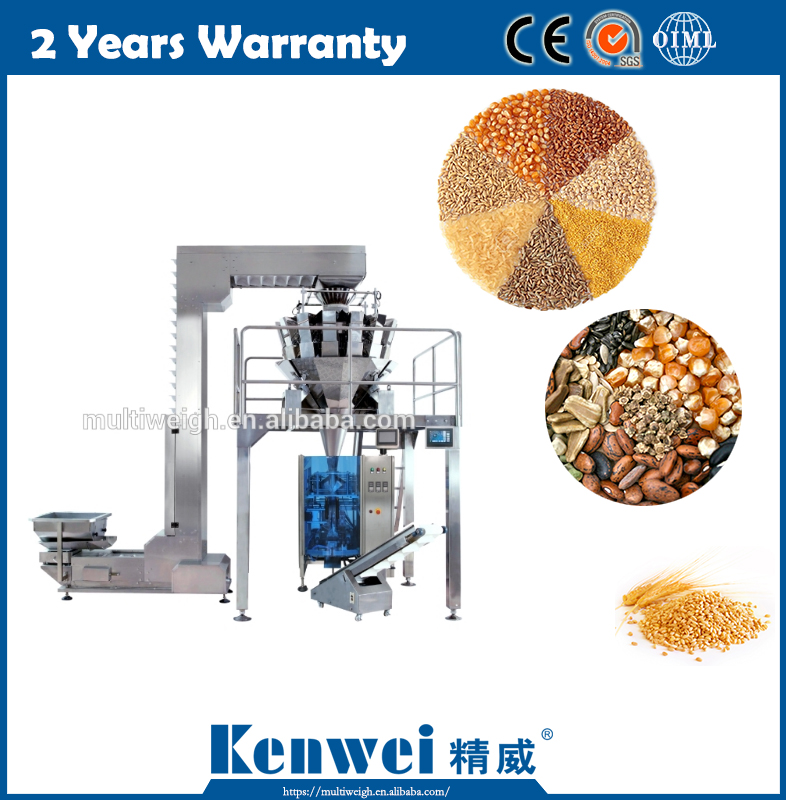 grain rice wheet packaging machine with high speed multihead weigher