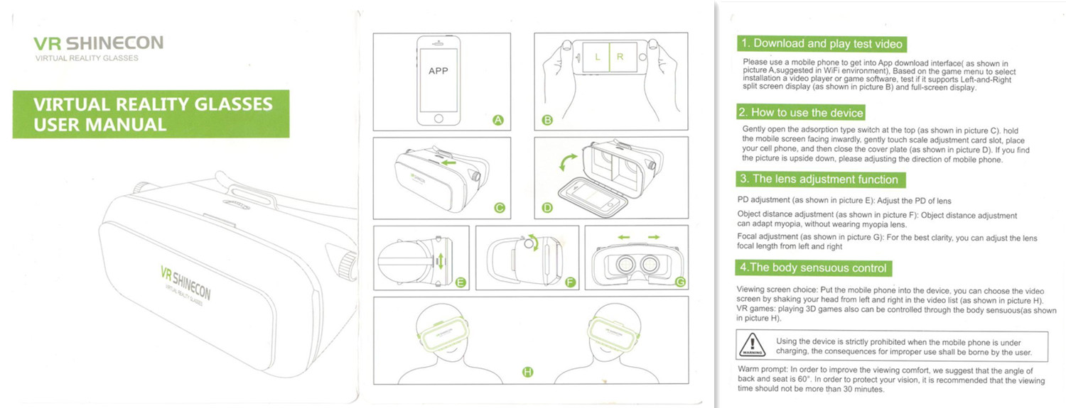 High quality Pupil Distance Adjustment 3D VR Glassses