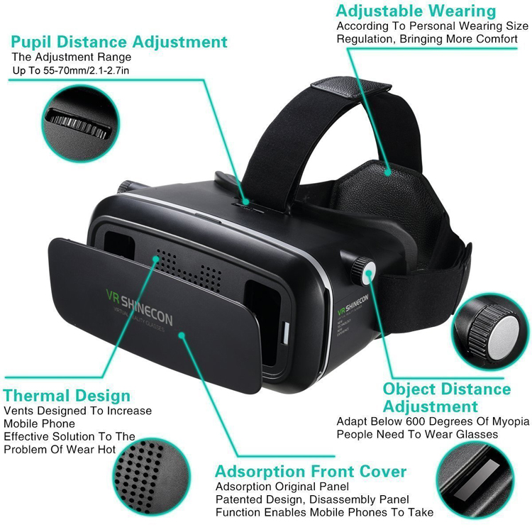 High quality Pupil Distance Adjustment 3D VR Glassses