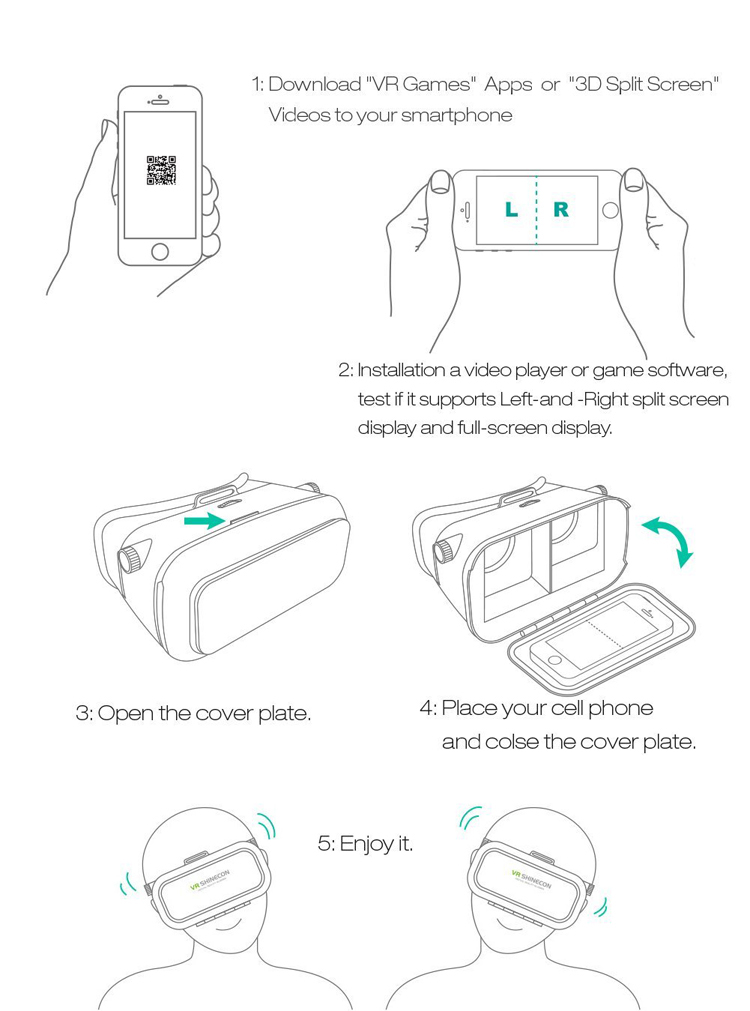 High quality Pupil Distance Adjustment 3D VR Glassses