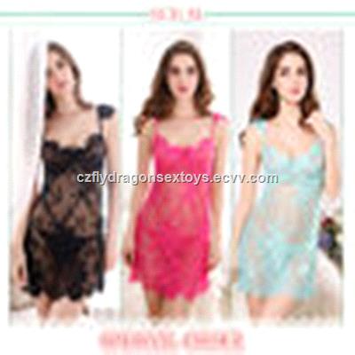 Super Sale Popular Perspective Lace Sling Sleep Robe Sex Lingerie