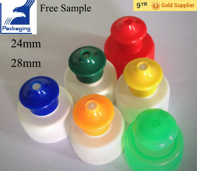 24mm 28mm plastic water bottle push pull cap screw bottle lid