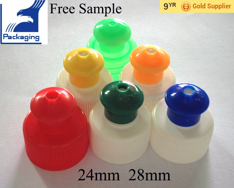 24mm 28mm plastic water bottle push pull cap screw bottle lid