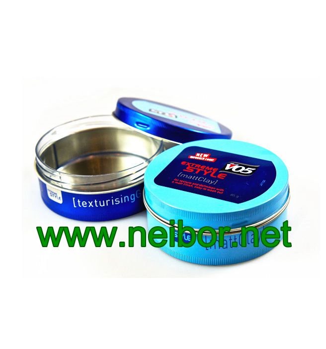 85g matt clay tin container with screw lid and plastic liner hair pomade tin