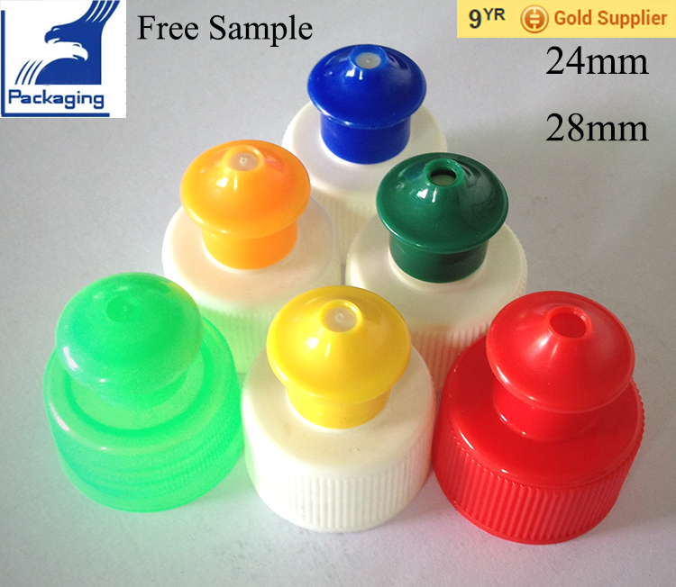 24mm 28mm plastic water bottle push pull cap screw bottle lid