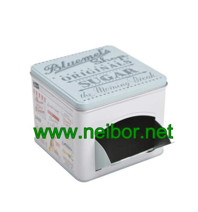 vending machine design square Shape Biscuit Tin Container With Side Opening Door