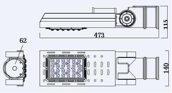 Arm adjustable 3 years warranty 50w 60w led street light