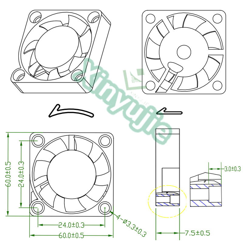 5v 12v 3007 30mmx30mmx7mm dc cooling fan with speed sensor