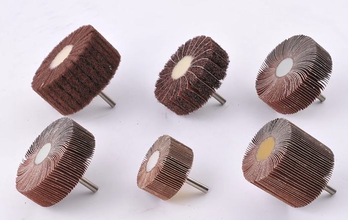 2x1x14mm grit 40 AO flap wheel with shaft for grinding steel and alloy