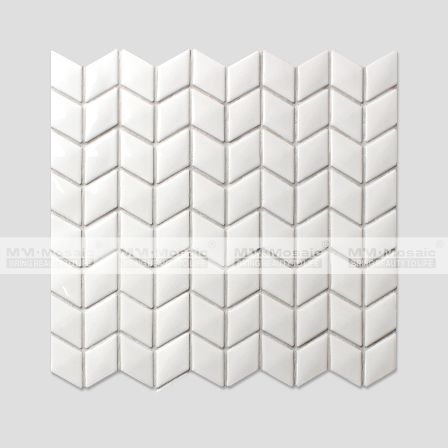 Chinese supplier white blackwhite rhombus ceramic mosaic wall tiles backsplash