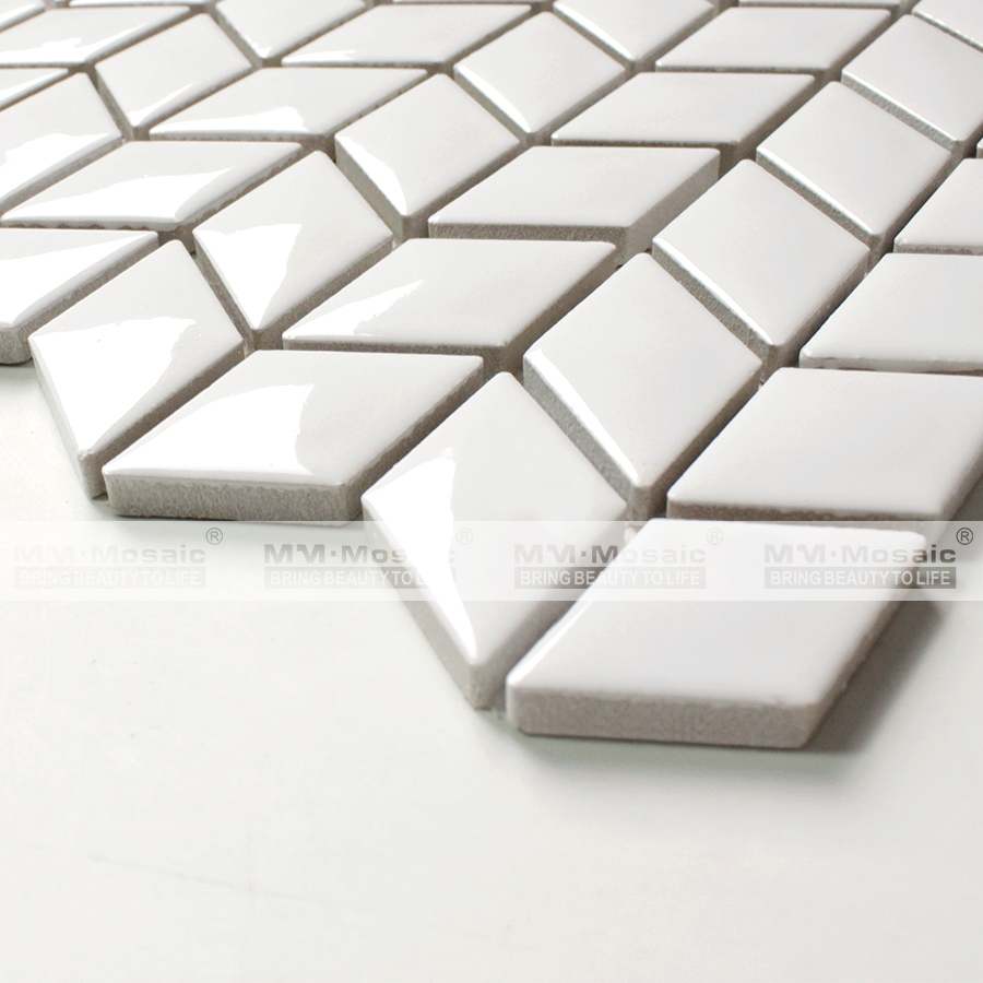 Chinese supplier white blackwhite rhombus ceramic mosaic wall tiles backsplash