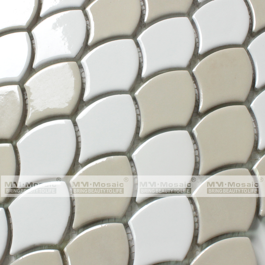 Fish scale white black beige grey tile wall mosaic backsplash mosaic patterns for restaurant kitchen bathoom walls