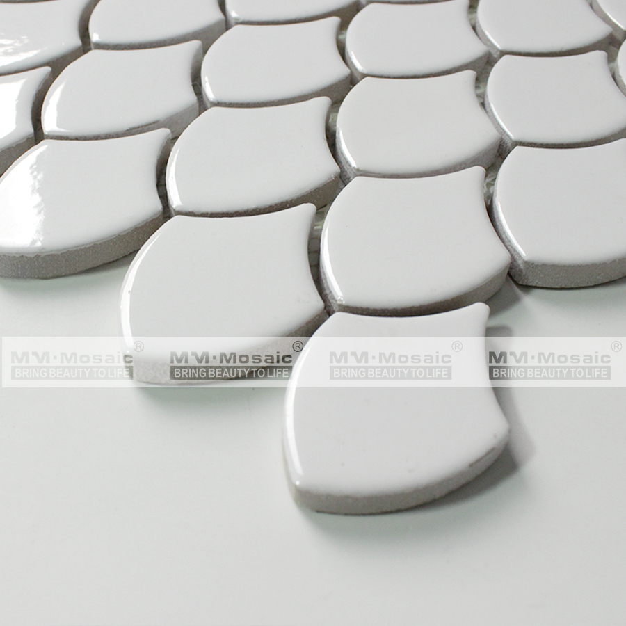 Fish scale white black beige grey tile wall mosaic backsplash mosaic patterns for restaurant kitchen bathoom walls