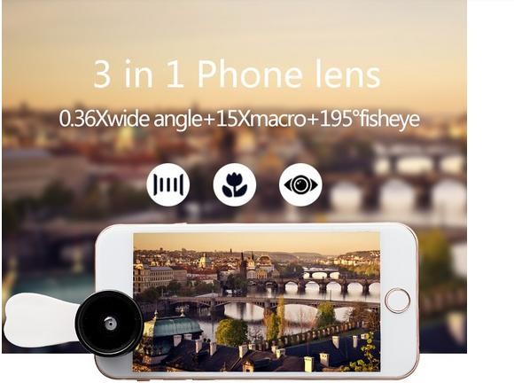 Best selling 195 fisheye lens036x super wide angle15X macro lens kit