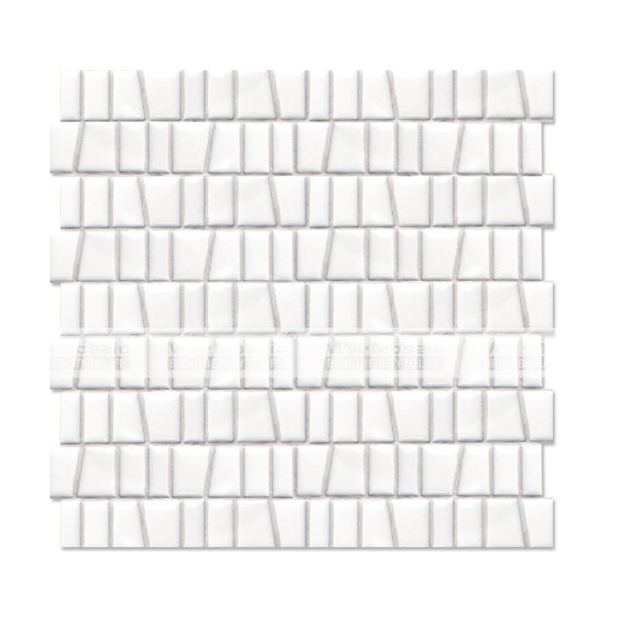 Home building material cheap white black beige trapezoid ceramic mosaic wall tile patterns kitchen bathroom living room