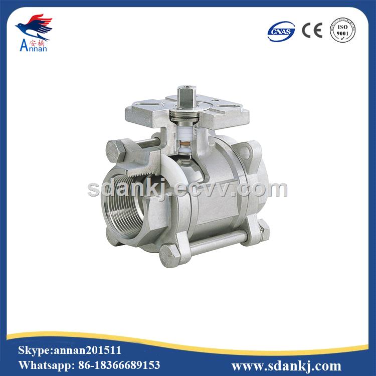 Butt Welding End Thread Connection Pieces Stainless Steel 3 Piece Water Ball Valve
