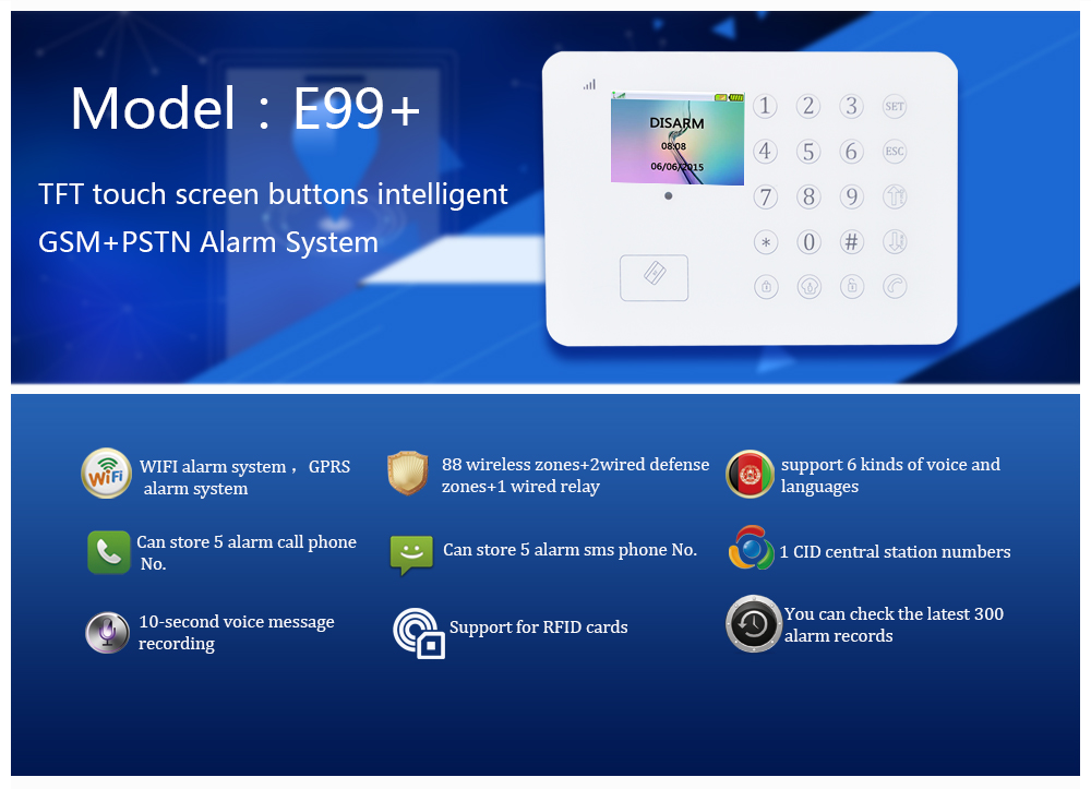 GSM Best Full Touch Keyboard TFT App IOS Andriod Home Wireless Burglar Alarm Security System manufacturer