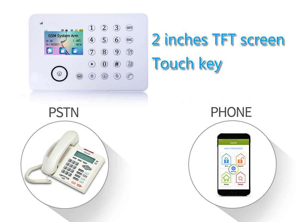 TFT PSTN Smart burglar home alarm control system with APP Automatic control BL911