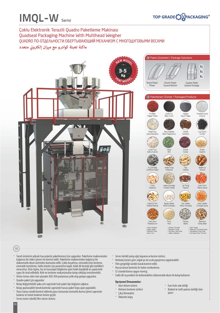 IMQLW SERIES Quadseal Packaging Machine with Multihead Weig