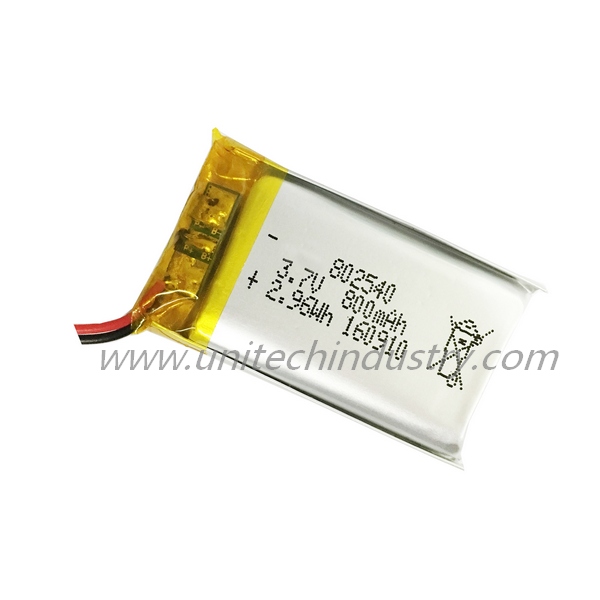 Lipo battery 802540 800mAh rechargeable lipolymer battery pack