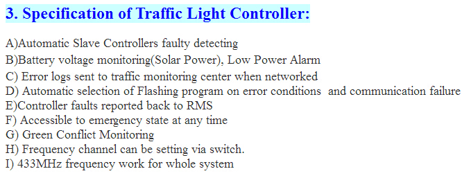 Sensor function 12VDC Traffic Light C