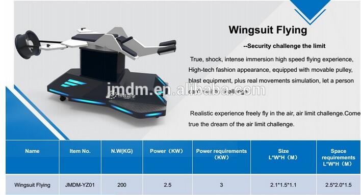 Newest 9D VR virtual reality technology swingsuit bird fly 9d cinema simulator equipment vr 9d with oculus vr