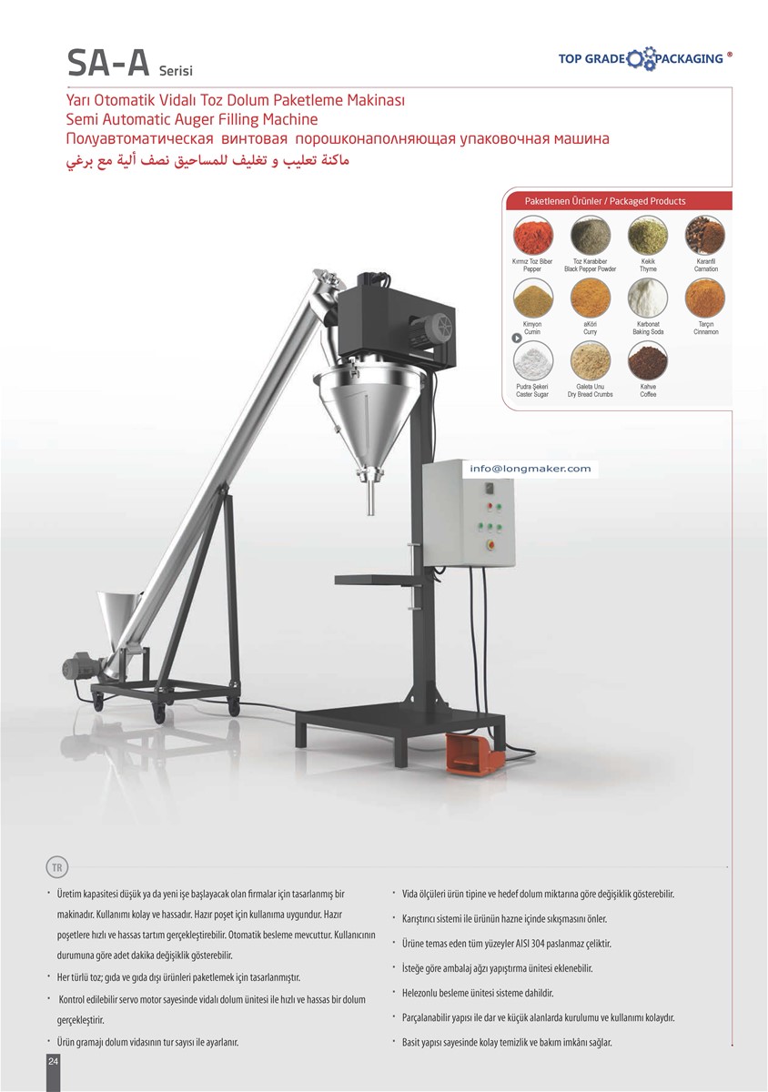 SAA SERIES Semi Automatic Auger Filling Machine