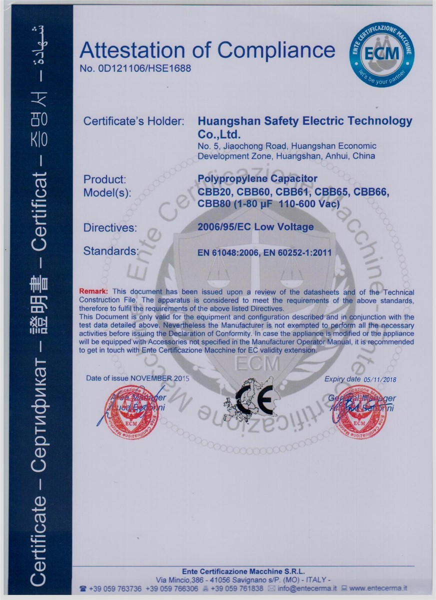 Running Capacitor for Energy Saving Lamps with High Temperature and Long Life