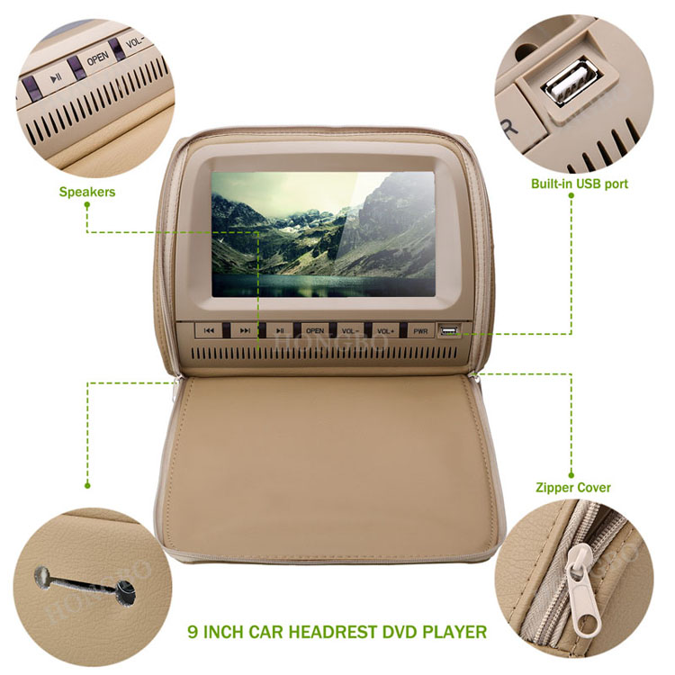9 inch tft lcd headrest dvd player