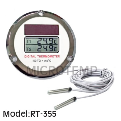 Dual Display Solar Powered Digital Thermometer RT355