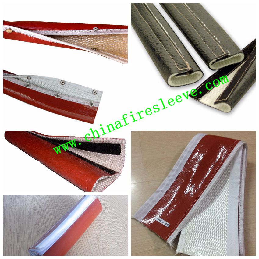 silicone coated fiberglass fire sleeve with velcro