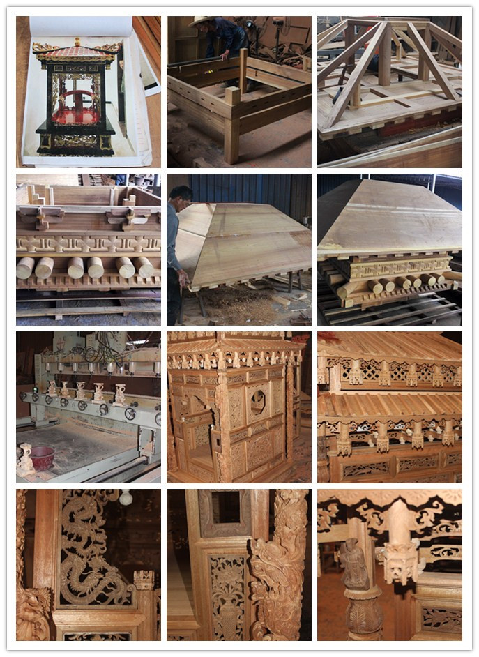 Chinese Antique Wood Carving Architecture Accessories