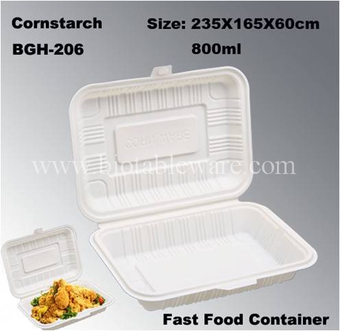 100 Degradation Compostable Cornstarch Take Out Fast Food Disposable Box