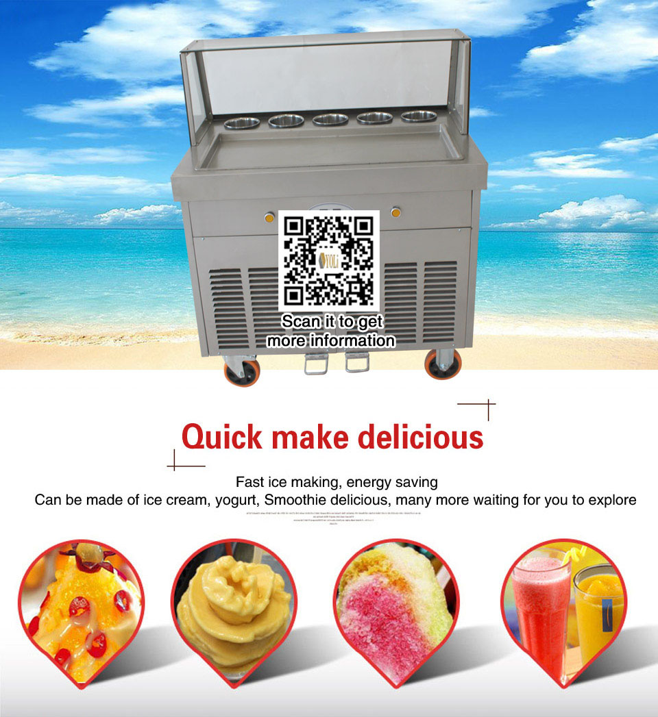 1 square pan 5 boxes Thailand fried ice cream machinefruit ice cream roll ice cream maker with temperature control
