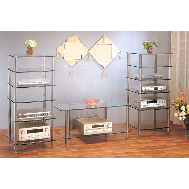 6 Shelf Audio Rack with Glass Shelves