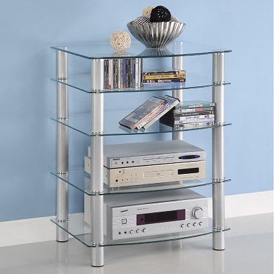 Black Glass Multilevel Component Stand