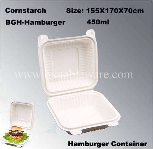 Corn Starch Tableware Biodegradable Tableware EcoFriendly 450ml Hamburger Box