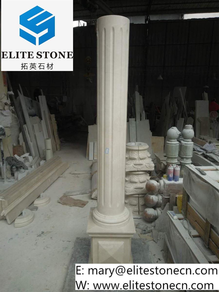 Elite Stone Beautiful Marble Hollow Roman Pillar Decorative Column in Stone