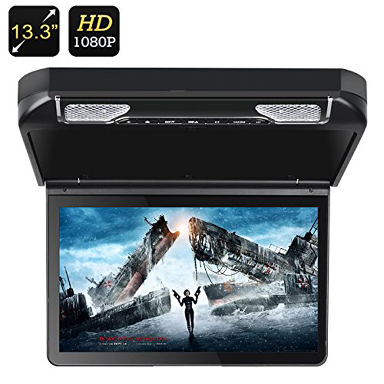 Ultrathin design 133 inch Flip down Car DVD Player with USBSD IRFM Transmitter HDMI Wireless game