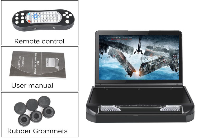 Ultrathin design 133 inch Flip down Car DVD Player with USBSD IRFM Transmitter HDMI Wireless game