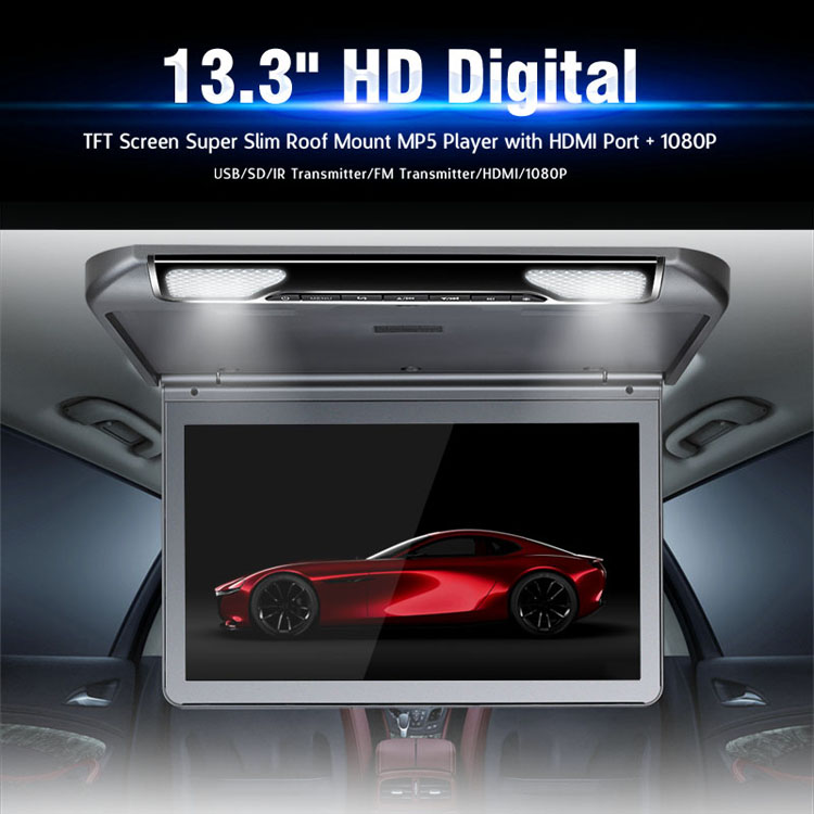 UltraThin Design 133 Inch FlipDown HD Player with USBSDMP5 IRFM Transmitter HDMI