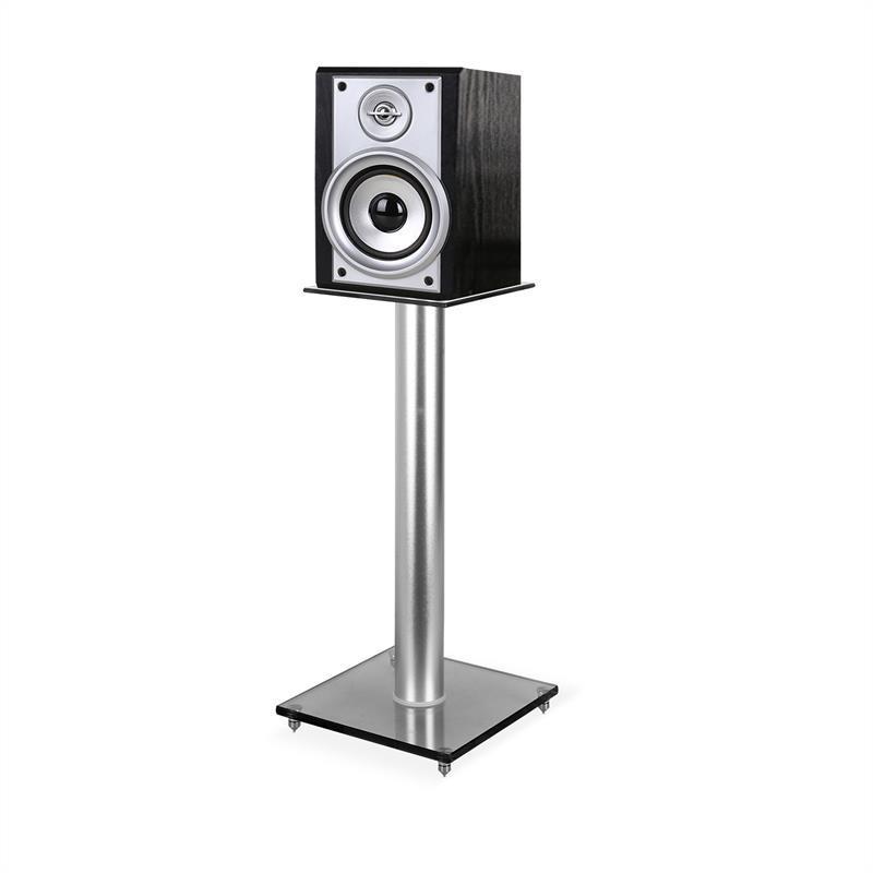 PAIR HIFI SATELLITE SPEAKER STANDS 58cm GLASS