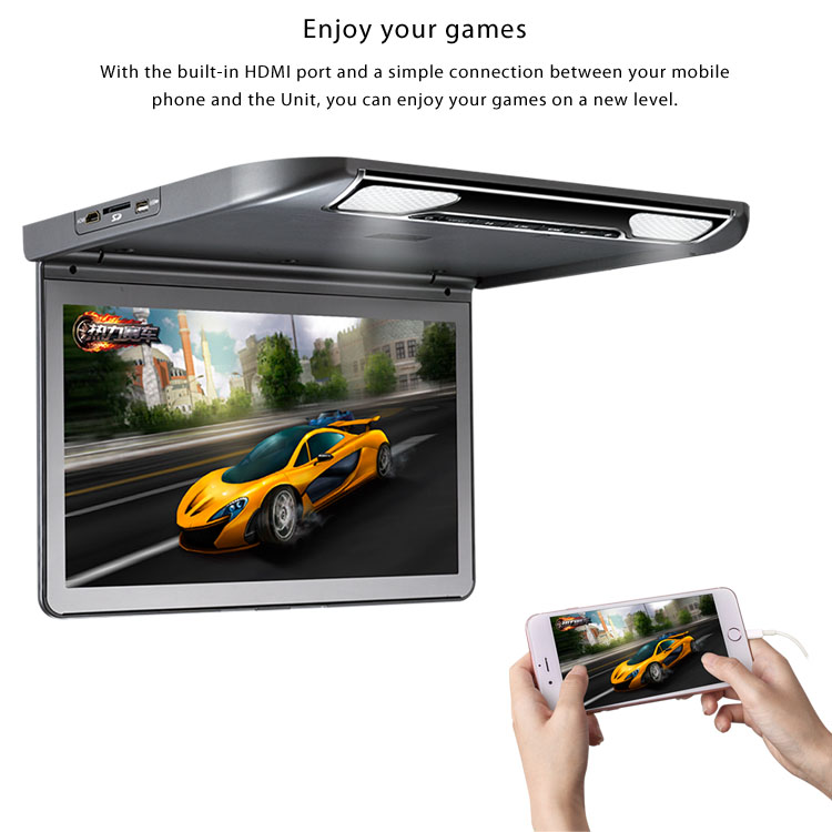 UltraThin Design 133 Inch FlipDown HD Player with USBSDMP5 IRFM Transmitter HDMI